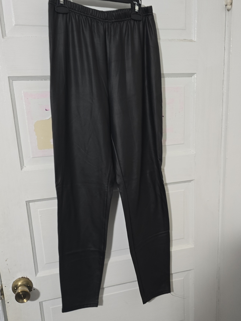 SHEIN Black Faux Leather Tapered Jogger Pants